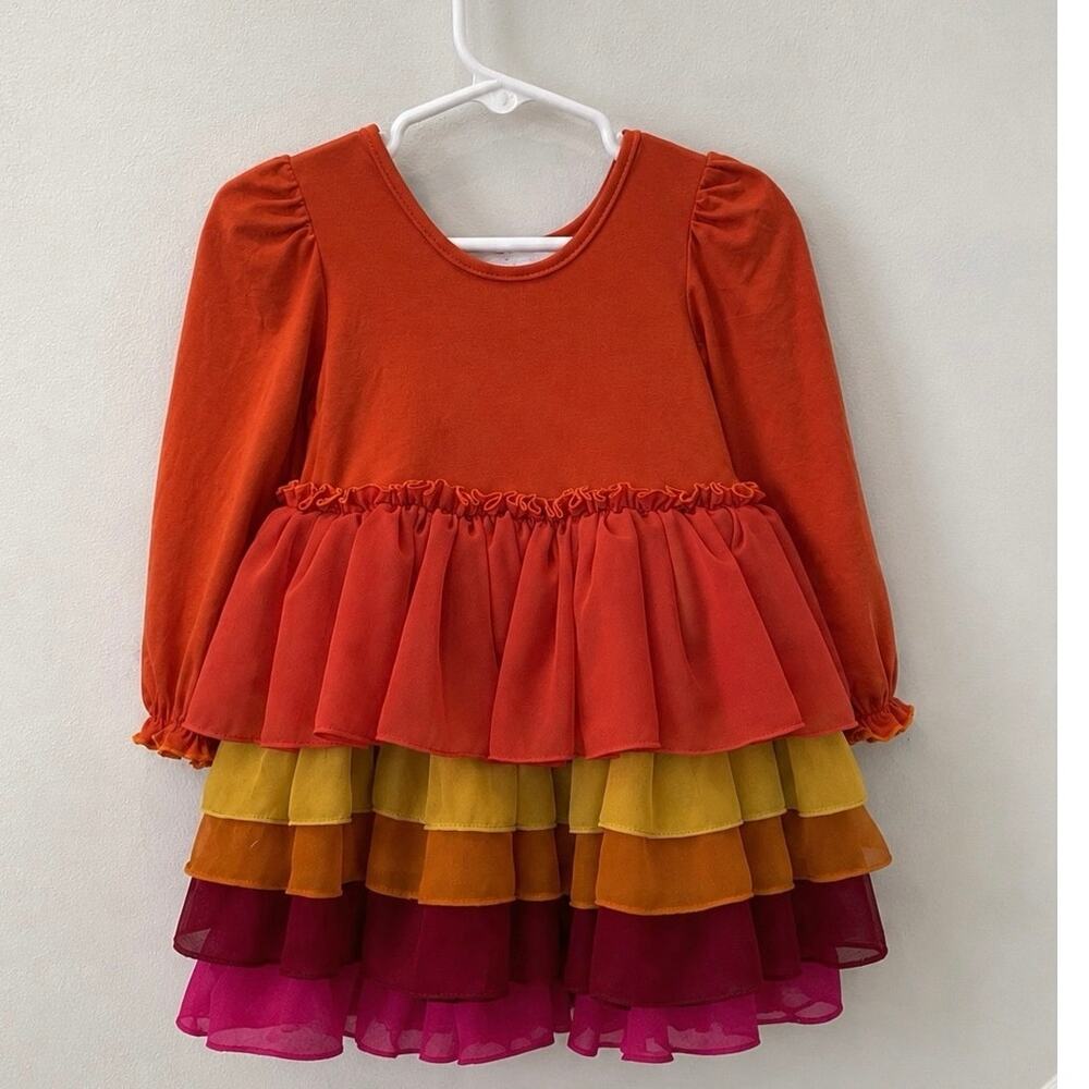 Millie Mae Falling Leaves Shortie Dress Girls 3T Fall Ruffle Boutique - Picture 2 of 8